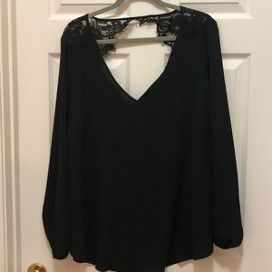 Torrid Black Long Sleeve Top w/ Open Back & Lace